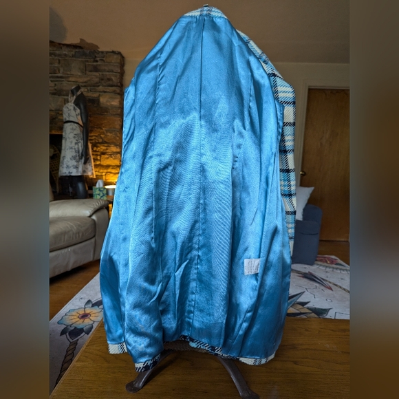 Blue plaid wool winter coat. Etam Weekend girl - Picture 6 of 8